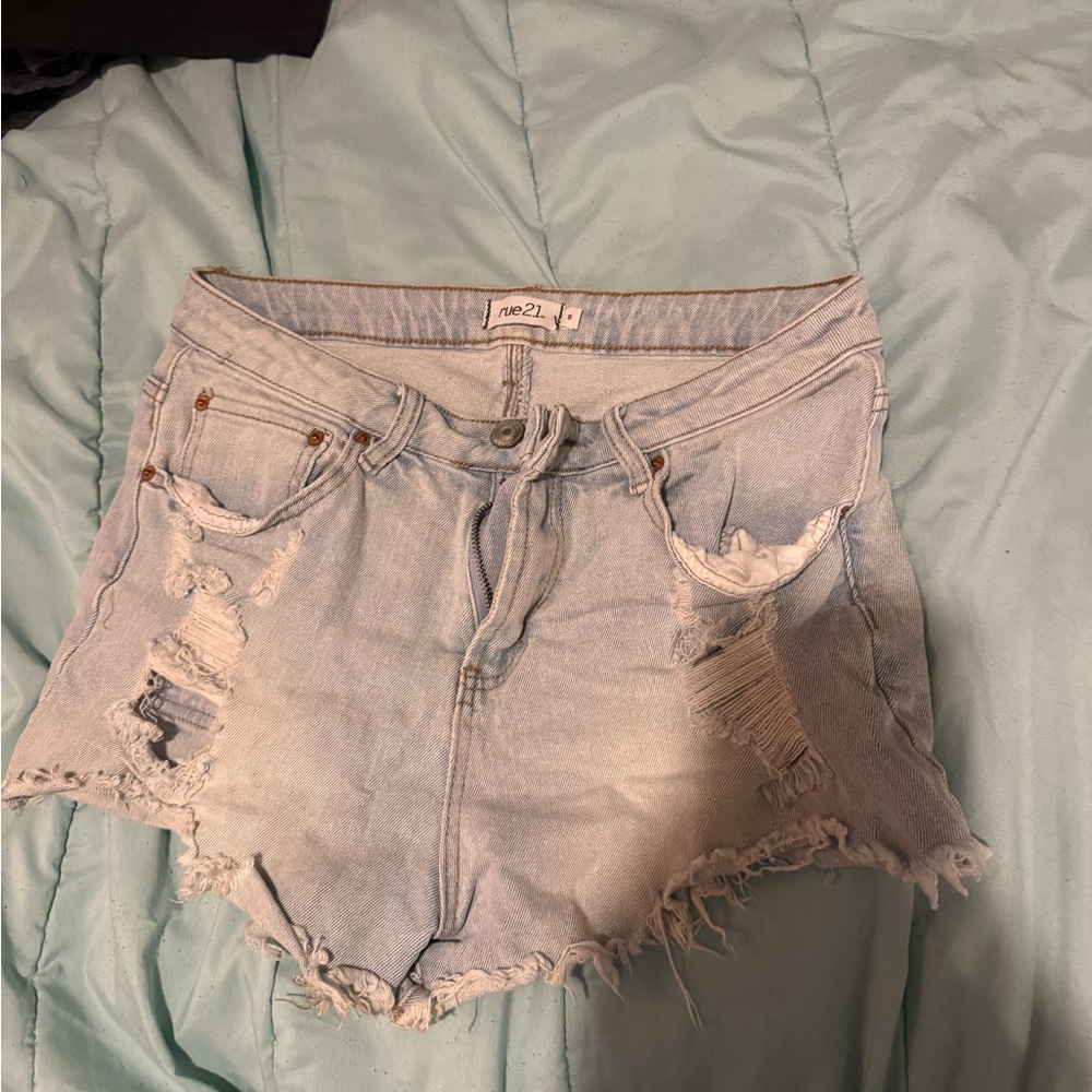 Rue21 Light Blue Distressed Denim Cutoff Shorts